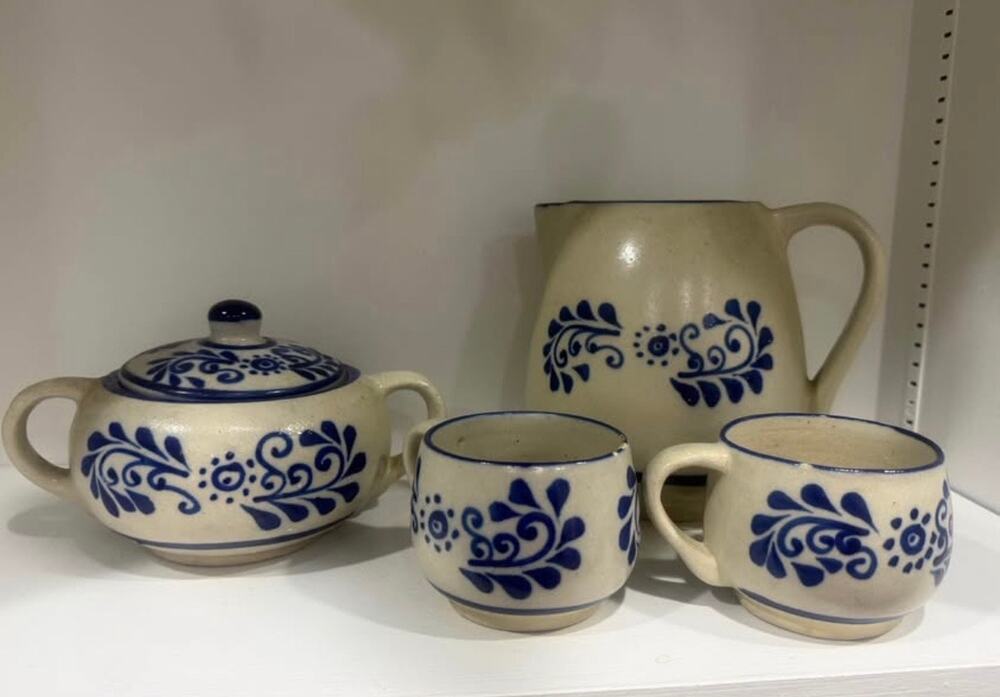 Antique Blue & White Stoneware Tea Set